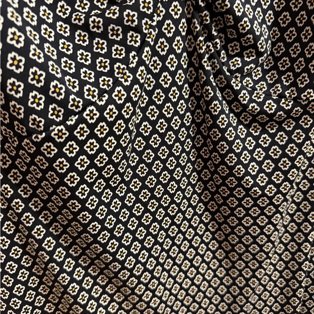 Michael Kors Black and White Geo-Print Midi Dress with Front Tie - Picture 3 of 3